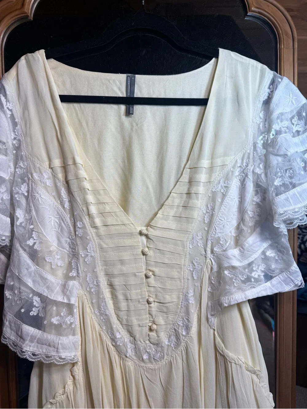 Anthropologie Ivory Flutter-Sleeve Maxi Dress - Picture 5 of 5